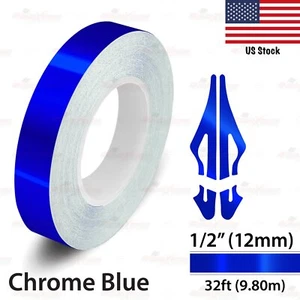 1/2" Vinyl Pinstriping Pin Stripe Styling Tape Decal Sticker 12mm CHROME BLUE - Picture 1 of 12