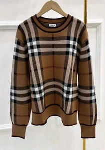 New Burberry Check Wool Cashmere Jumper Sweater Cardigan size S UK 6 8 10 - Picture 1 of 17