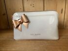 TED BAKER Glossy Bow Dove Grey Wash Bag - Toiletry Makeup Case Vinyl - Excellent