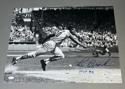 Lou Brock "HOF 85" Cardinals Signed 16x20 Auto B&W Photo Autograph (JSA COA) - Image 1 of 4