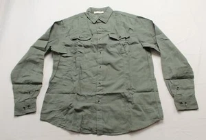 Aha Selected Men's Cargo L/S Sleeve Cotton Shirt DM9 Sage Green Medium NWT - Picture 1 of 3