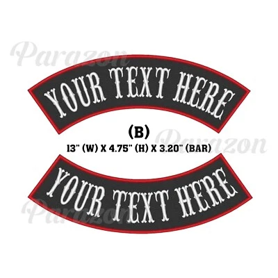 Custom Embroidered 13" Top And Bottom Rocker Biker MC Club  Sew on Patch (B) - Image 1 of 4
