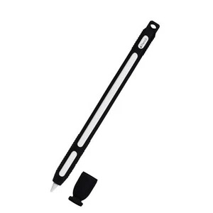 BLACK SILICONE GRIP CASE COVER WITH PEN CAP FOR APPLE PENCIL 2ND GENERATION 2018 - Picture 1 of 8
