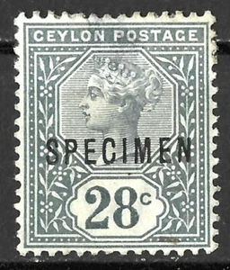 CEYLON QV 1886 28c SLATE RARE SPECIMEN MINT (FAULTS) - Picture 1 of 2