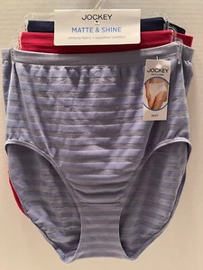 NEW Jockey Womens 3 Pairs Matte & Shine Briefs Panties Size 5 Multicolor 1218 - Picture 1 of 3