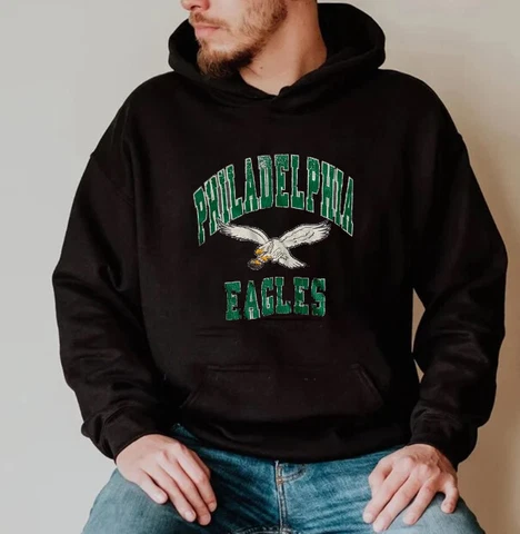 Vintage 90s Philadelphia Eagles Tee Shirt Sun Faded Football Hoodie Cover