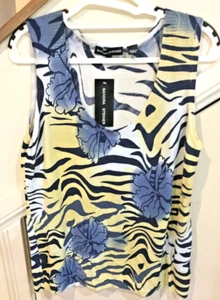 Sandra Steiner Top - Size XL, Viscose Nylon Blue,Navy&Yellow - Picture 1 of 3
