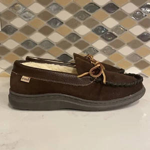 L.B. Evans Atlin Boa Moccasin Mens Brown Casual Slippers Size 8 1142 - Picture 1 of 7