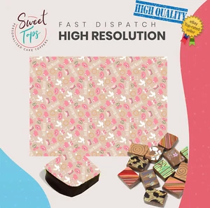 Chocolate Transfer Sheet (Just Married) Edible for Decorations A4 Size - Picture 1 of 2