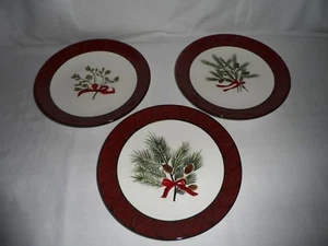 Set of Three David Carter Brown Holiday Greens Salad Plates Holiday Home Accents - Picture 1 of 11