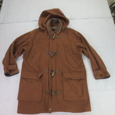 Vintage Timberland Jacket Mens Large Brown Wool Hooded Toggle Tooth Weather Gear - Image 1 of 4