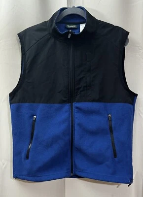 Outdoor Life Vest Mens M Black Blue Fleece & Nylon High Neck 3 Zipper Pockets - Image 1 of 4