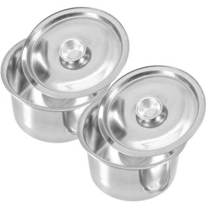 2 Set Stainless Steel Seasoning Pot Metal Canister with Lid - Picture 1 of 12