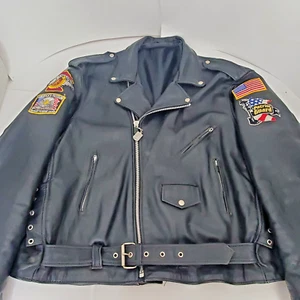 Vtg Interstate Leather Biker Motorcycle Moto Jacket Heavy Mens Size 2XL XXL - Picture 1 of 11