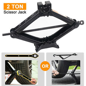 2 Ton Scissor Jack Handle Crank Wheel Lug / Wrench Tool Kit Car SUV Garage Tire