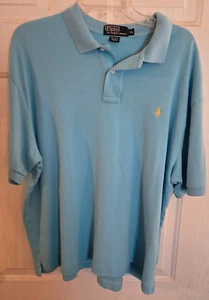 Ralph Lauren Polo Shirt Adult Extra Large XL Blue Yellow Pony Soft Cotton Mens - Picture 1 of 10
