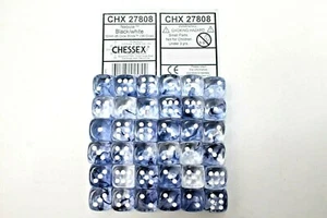 Chessex Dice 12mm D6 (36 Dice) Nebula Black / White CHX27808 - Picture 1 of 1