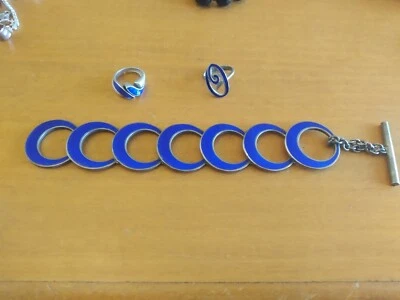 Raro bracciale vintage in argento 800 e smalti design - Immagine 1 di 2