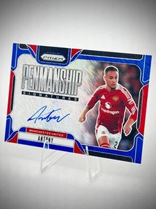 2024-25 Prizm EPL Soccer No.137 Antony Manchester United FOTL Blue Shimmer Auto - Picture 1 of 2
