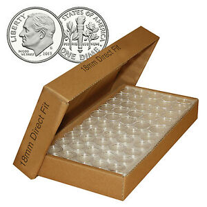 Direct-Fit Airtight A18 Coin Capsule Holders For DIMES (QTY: 1000) Only 21¢ Each