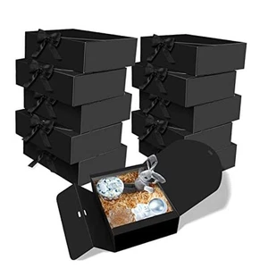 10 PCS Boxes with Lids, 10.6x7.8x3.1 Inch Kraft 1 Count (Pack of 10) Black - Picture 1 of 7