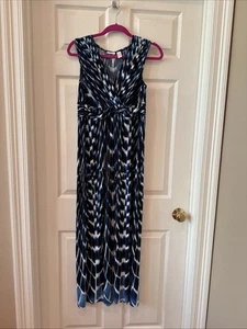 Chico’s Size 1 Maxi Dress Multi Color Blues, White Sleeveless - Picture 1 of 4