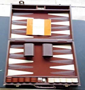 Vtg Chouette Backgammon Briefcase Set Game Folding Case Padded Large - Picture 1 of 16
