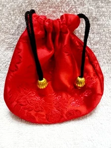 Vintage orientalischer Stil Satin Kordelzug rot Geschenk Schmuck Münze Süßigkeiten Beutel 4" rot - Bild 1 von 8