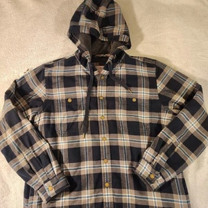 L.L Bean Men's L Fleece-Lined Hooded Snap Button Shacket Jacket Slightly Fitted - Picture 1 of 20