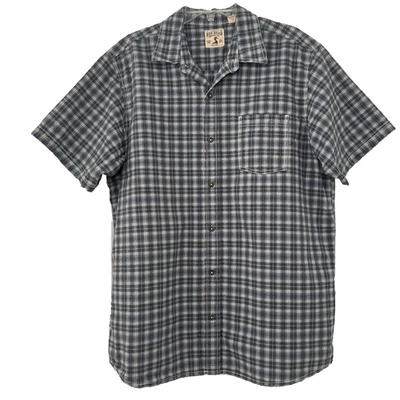 RedHead Mens M Short Sleeve Button Up Blue Plaid Cotton Seersucker Shirt Casual - Image 1 of 4