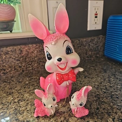 De Colección XLARGE Arnart CONEJO ROSA CONEJO Mamá y Bebés Encadenado Textura Azúcar Esmalte Foto 1 de 4