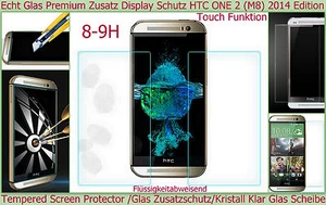 Tempered Screen Glas Display Schutz Folie f HTC One (M8) 2014 Echt Glass Scheibe - Bild 1 von 7