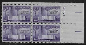 Scott#: 1076 - New York Colliseum and Columbus Monument Plate Block of 4 MNH OG - Picture 1 of 1