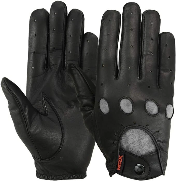 Guantes de conducción para hombre de cuero de cabra suave motociclista montar ciclismo guante de dedo completo Foto 1 de 4