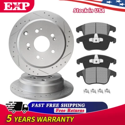 Rear Drilled Brake Rotors + Brake Pads for Chevy Cobalt Malibu Pontiac G5 G6 Ion - Image 1 of 4