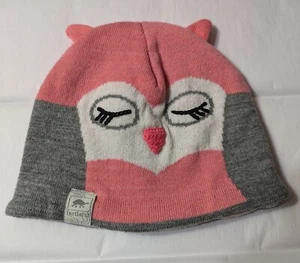 Turtle Fur Beanie Hat Owl Face Acrylic Winter Pink Gray & White 1 size Kids - Picture 1 of 6