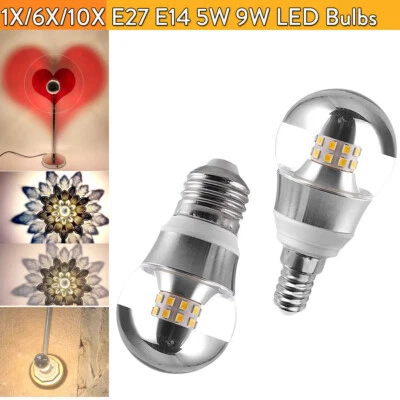 1X 10X E27 E14 LED Mirror Bulb Half Silver 5W 7W 9W base 220V glass lighting - Image 1 of 4