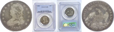 1822 Bust Quarter PCGS VG-8 Cover