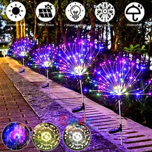 Luces Solares De Fuegos Artificiales 200 LED impermeable Exterior Jardin Navidad - Picture 1 of 34