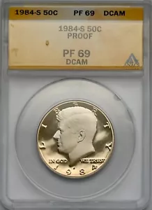 1984 S Kennedy Silver Half Dollar 50C PROOF Grade ANACS PF69DCAM - Imagen 1 de 5