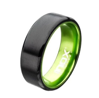 Anillo de banda plana Inox para hombre acero verde negro IP aluminio talla 9 Foto 1 de 3