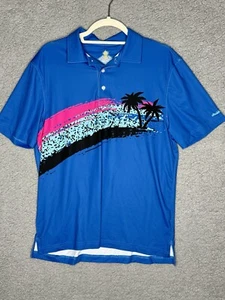 Camisa polo de golf Chubbies azul tropical/palmera de Hawai para hombre pequeña - Imagen 1 de 10