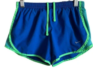 Nike Dri-Fit Girls Running Shorts Built in Briefs SZ M Blue - Picture 1 of 12