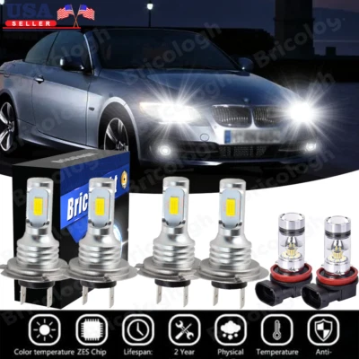 For BMW 323i 328i 335i 340i xDrive -6x 6000K white LED Headlight + Fog Lamp Bulb - Image 1 of 4