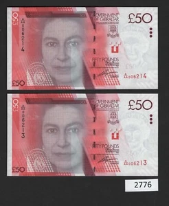 (BN-2776) Gibraltar P-38 UNC, £50 of 2010, A Consecutive Pair, Block A/AA - Picture 1 of 1