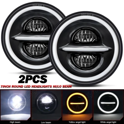 Pair 7inch Round Led Headlights For TOYOTA LAND CRUISER FJ40 FJ60 J80 1965-1985 - Image 1 of 4