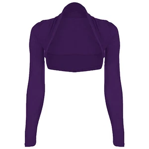 Womens Plain Long Sleeves Cropped Bolero Shrug Top Ladies Cardigan Plus Size8-26 - Picture 1 of 24