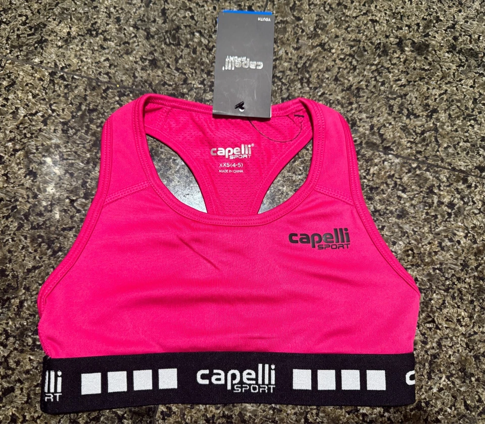 Nuevo con etiqueta Sujetador Deportivo Capelli Rosa Negro Niñas Talla XXS 4/5 Foto 1 de 1