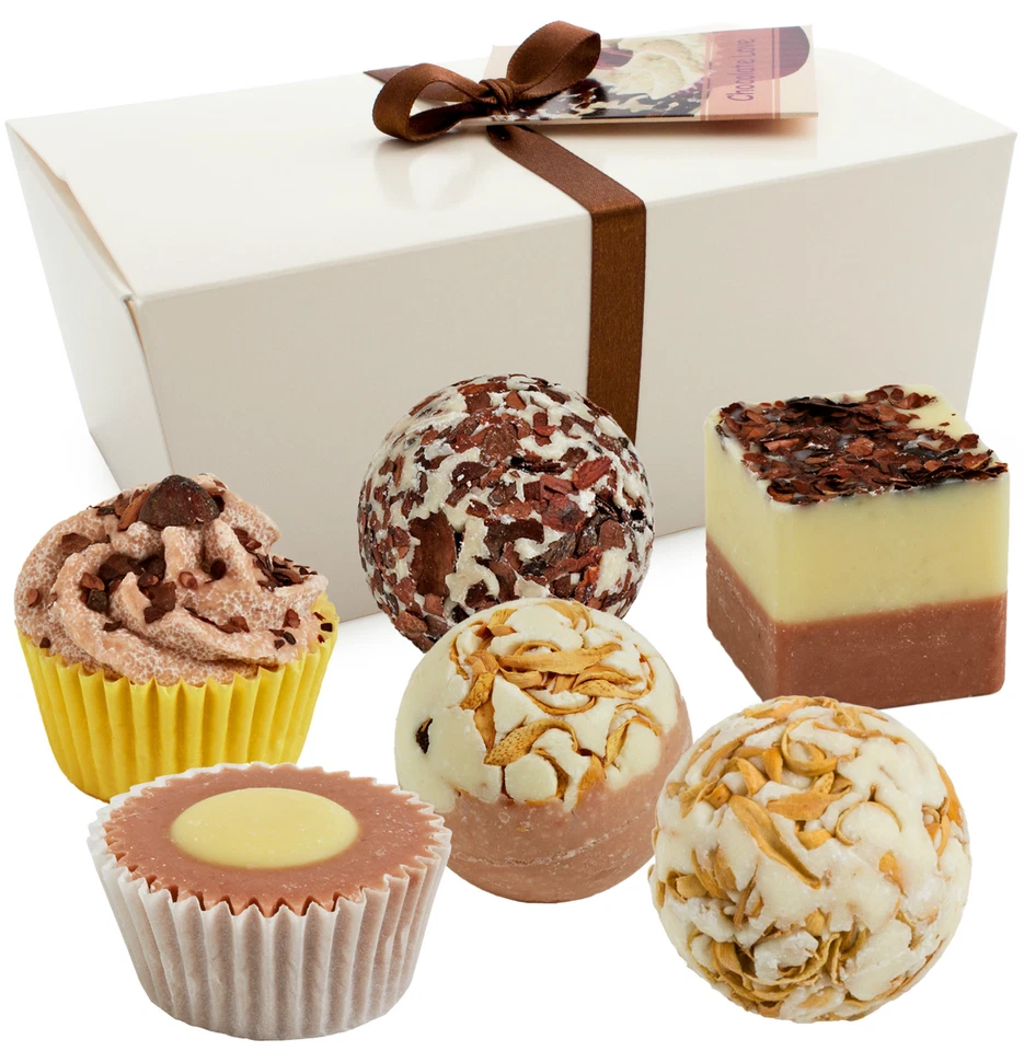 BRUBAKER Badepralinen Set Chocolate Love 6 Schoko Badekugeln Vegan Geschenk für Frauen
