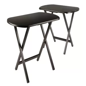 2 Pack Wood Side Table Folding TV Tray Table Snack Table for Small Space,Coffee - Picture 1 of 6